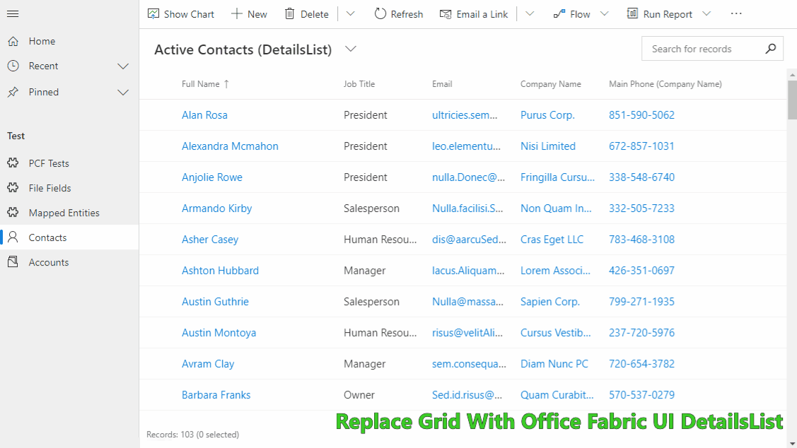 DetailsList Grid Control