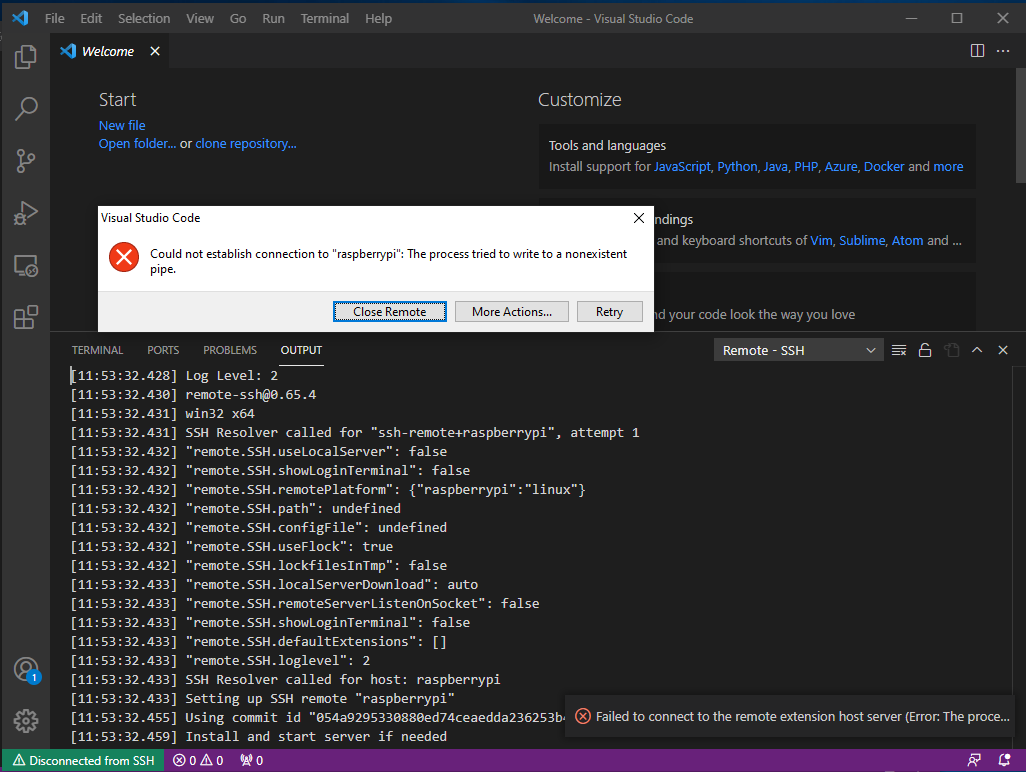 Visual Studio Code Error