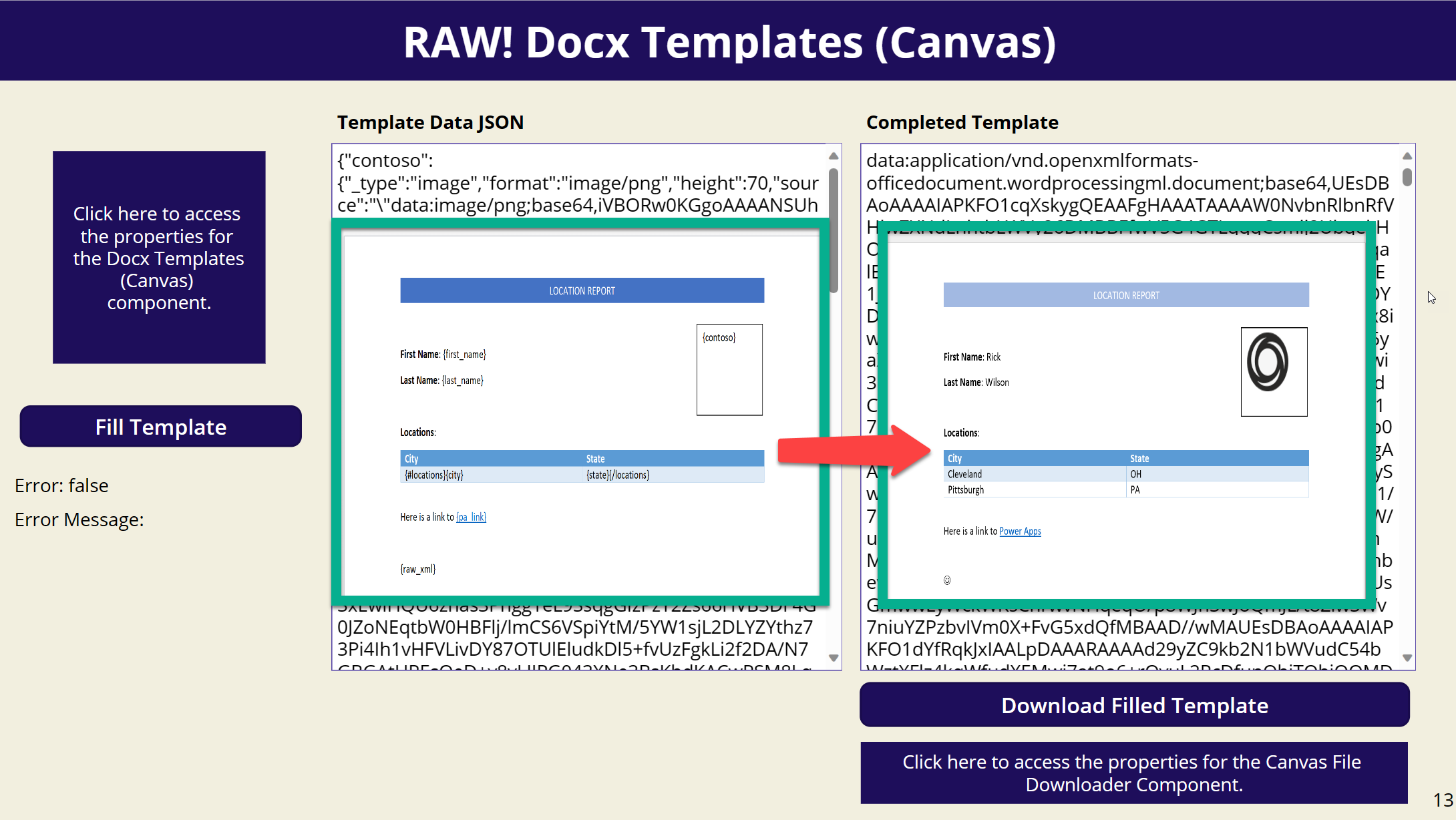 Docx Template Sample App