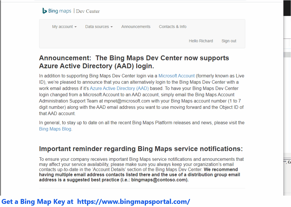 Bing Maps Control installation Usage