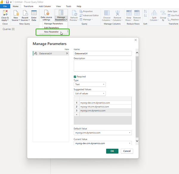 Create parameter
