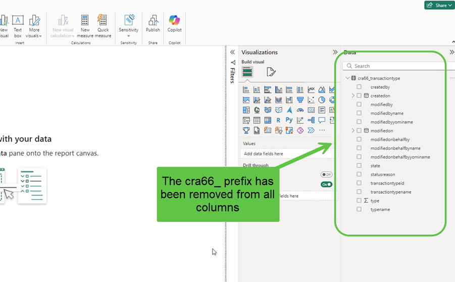 show data pane