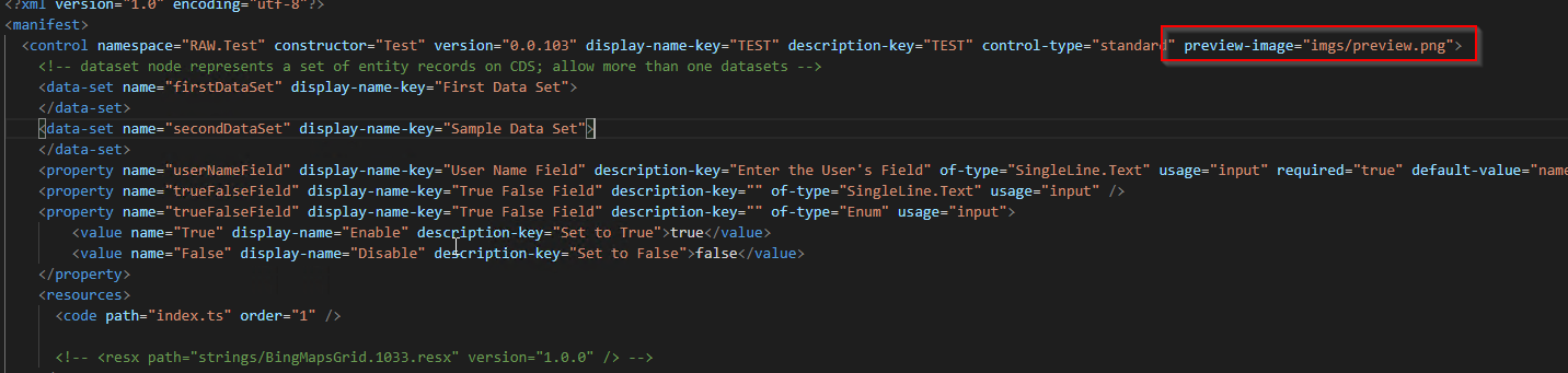 Preview Image in Manifest