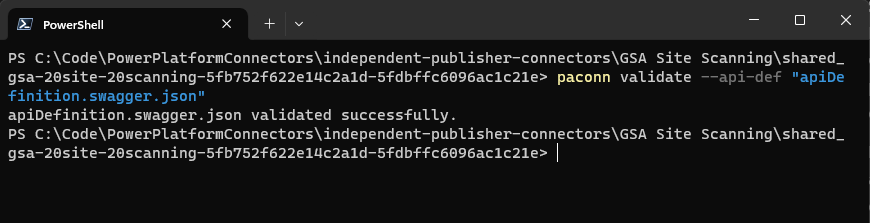 Output of paconn validate Command