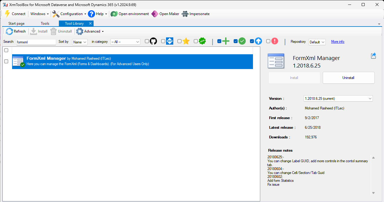 Install FormXml Manager